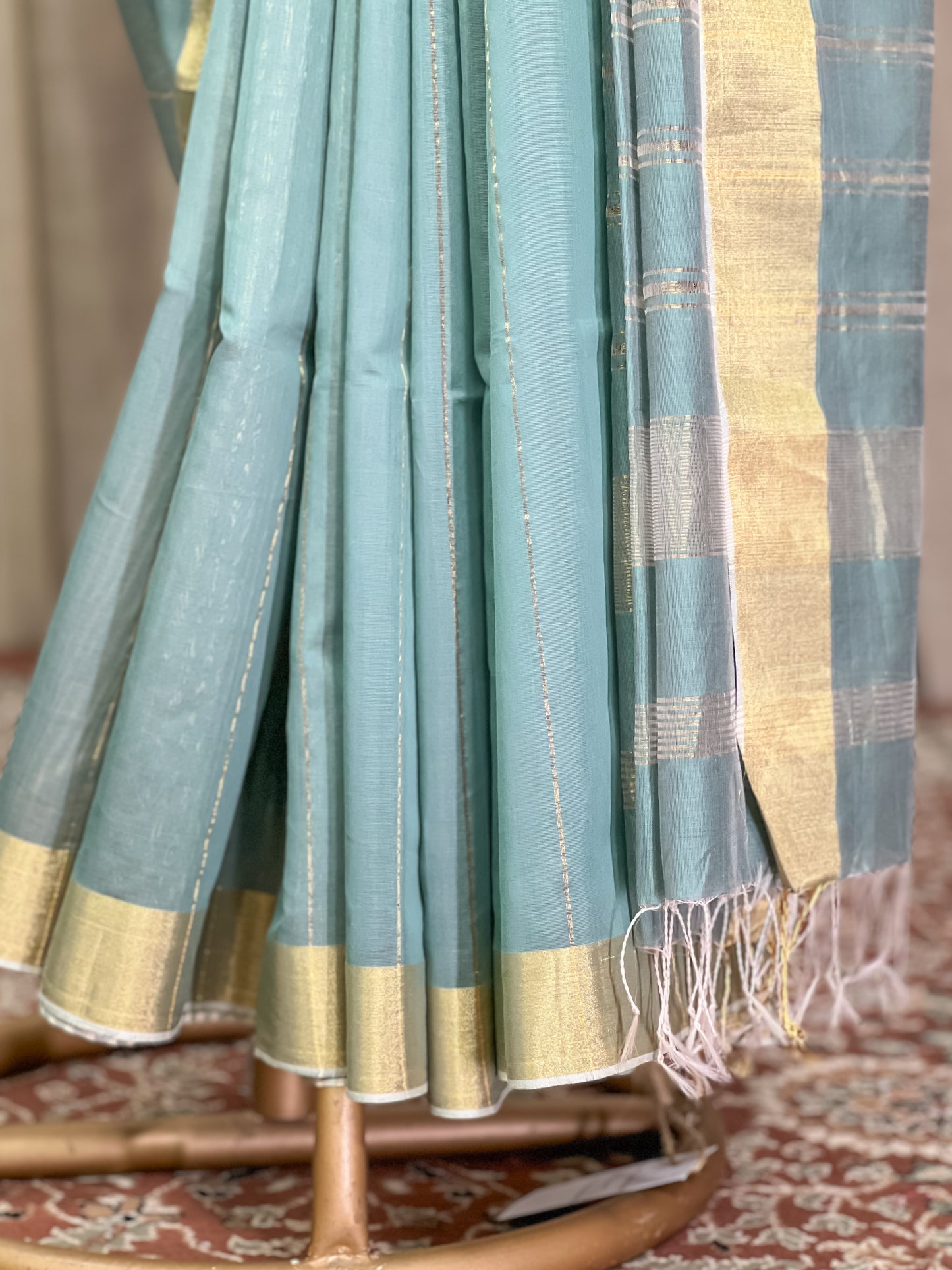 Green Maheshwari Silk Cotton Saree