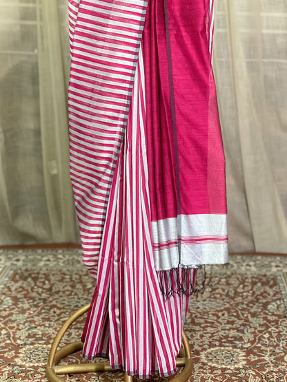 Pink Maheshwari Silk Cotton Saree