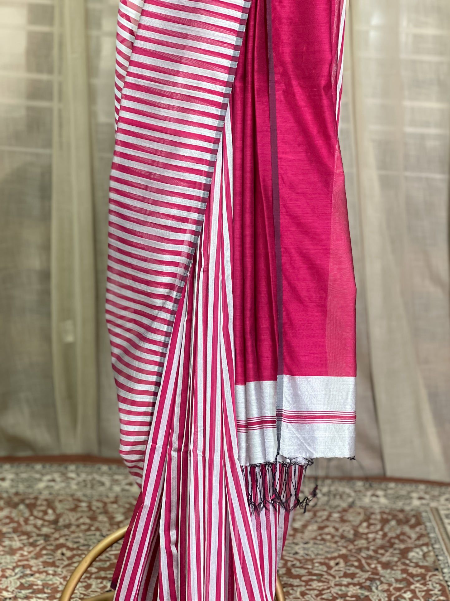 Pink Maheshwari Silk Cotton Saree