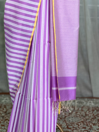 Purple Maheshwari Cotton Silk Saree