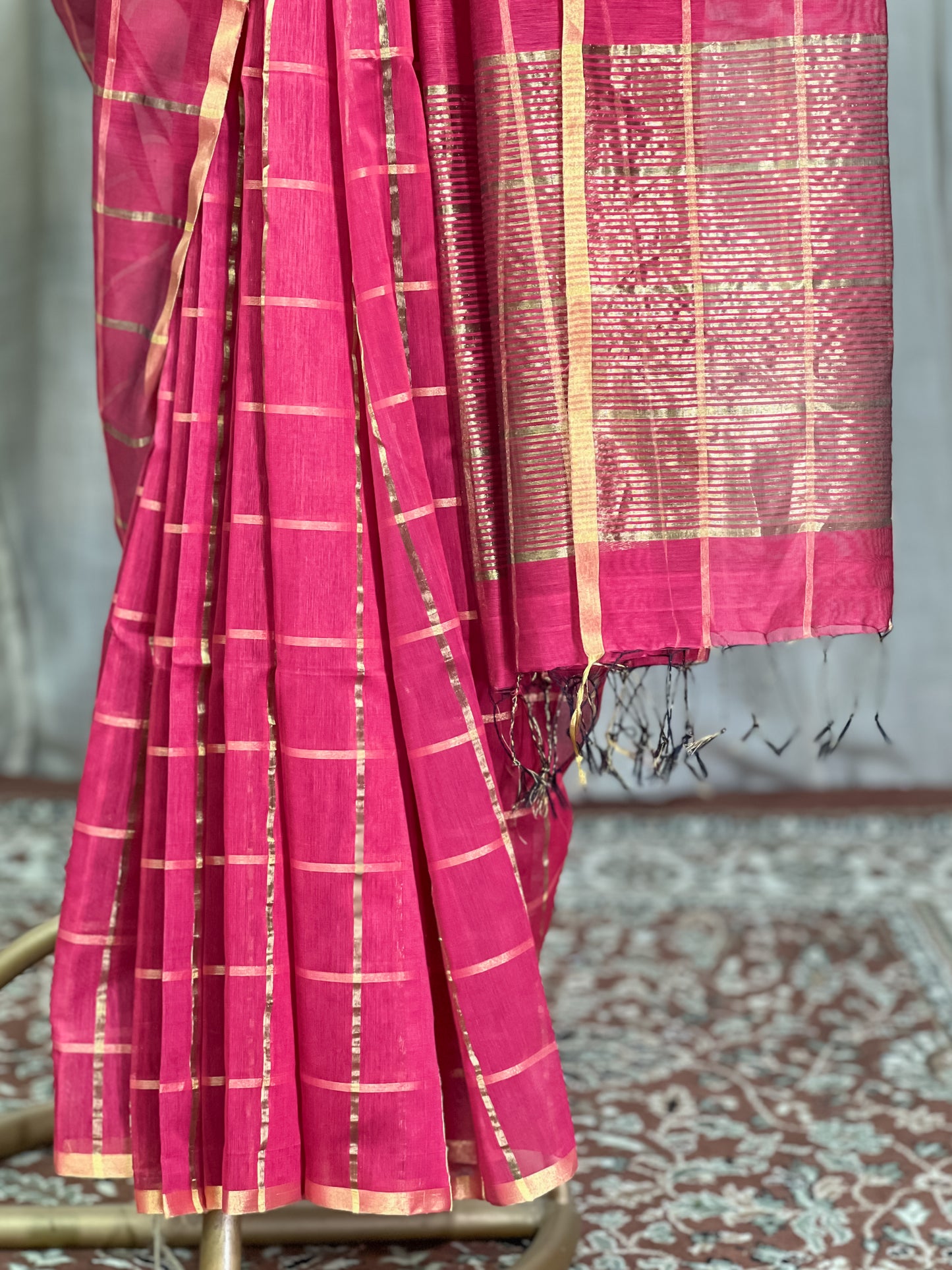 Red Maheshwari Silk Cotton Saree