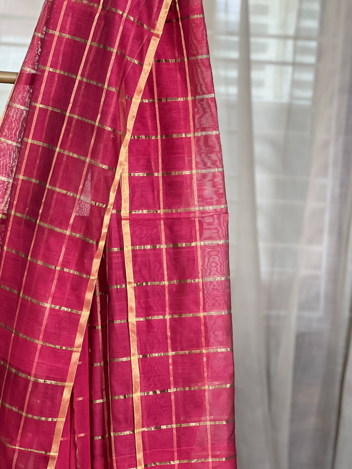 Red Maheshwari Silk Cotton Saree