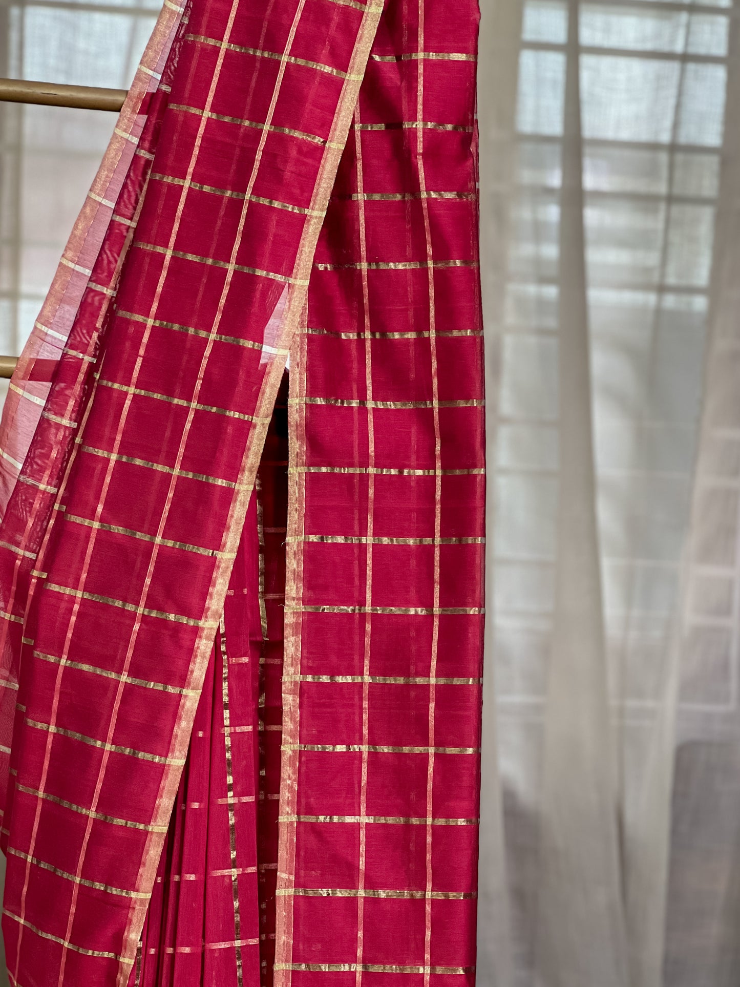 Maroon Maheshwari Silk Cotton Saree