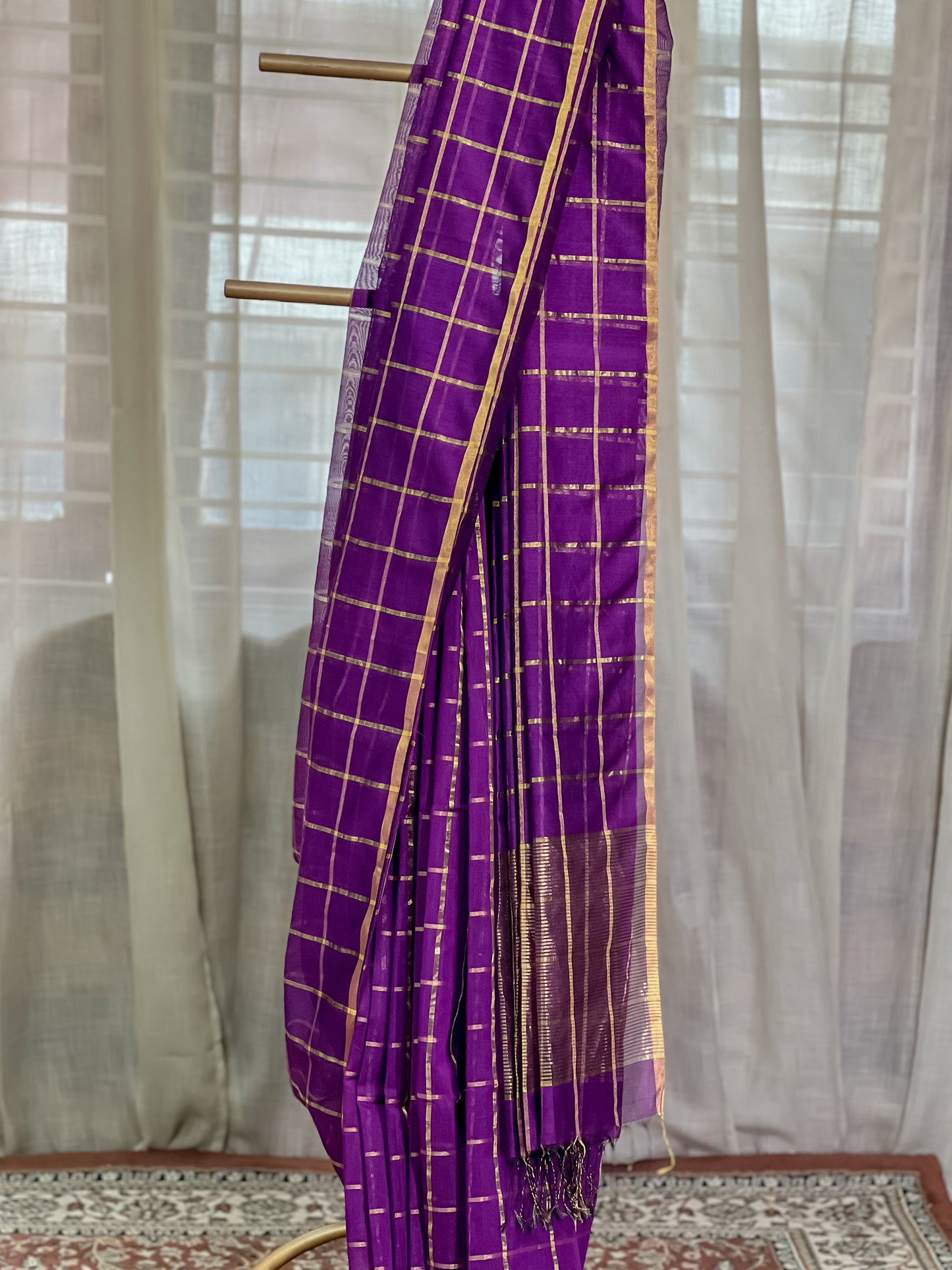 Purple Maheshwari Silk Cotton Saree