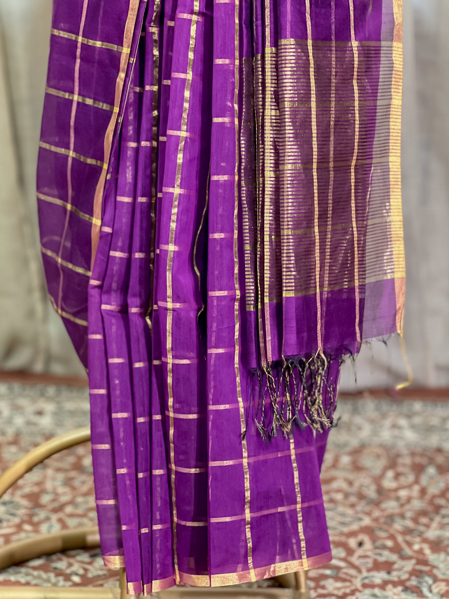 Purple Maheshwari Silk Cotton Saree