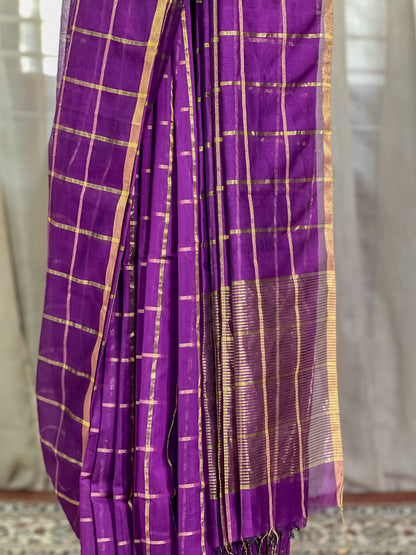 Purple Maheshwari Silk Cotton Saree