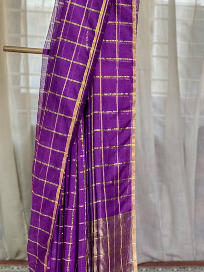 Purple Maheshwari Silk Cotton Saree