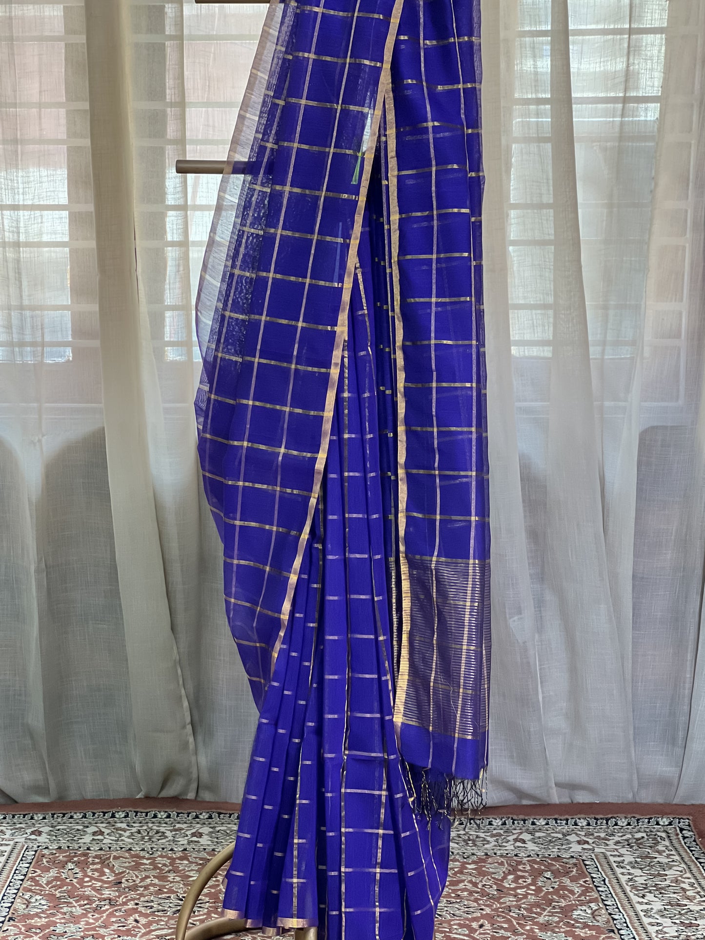 Blue Maheshwari Silk Cotton Saree