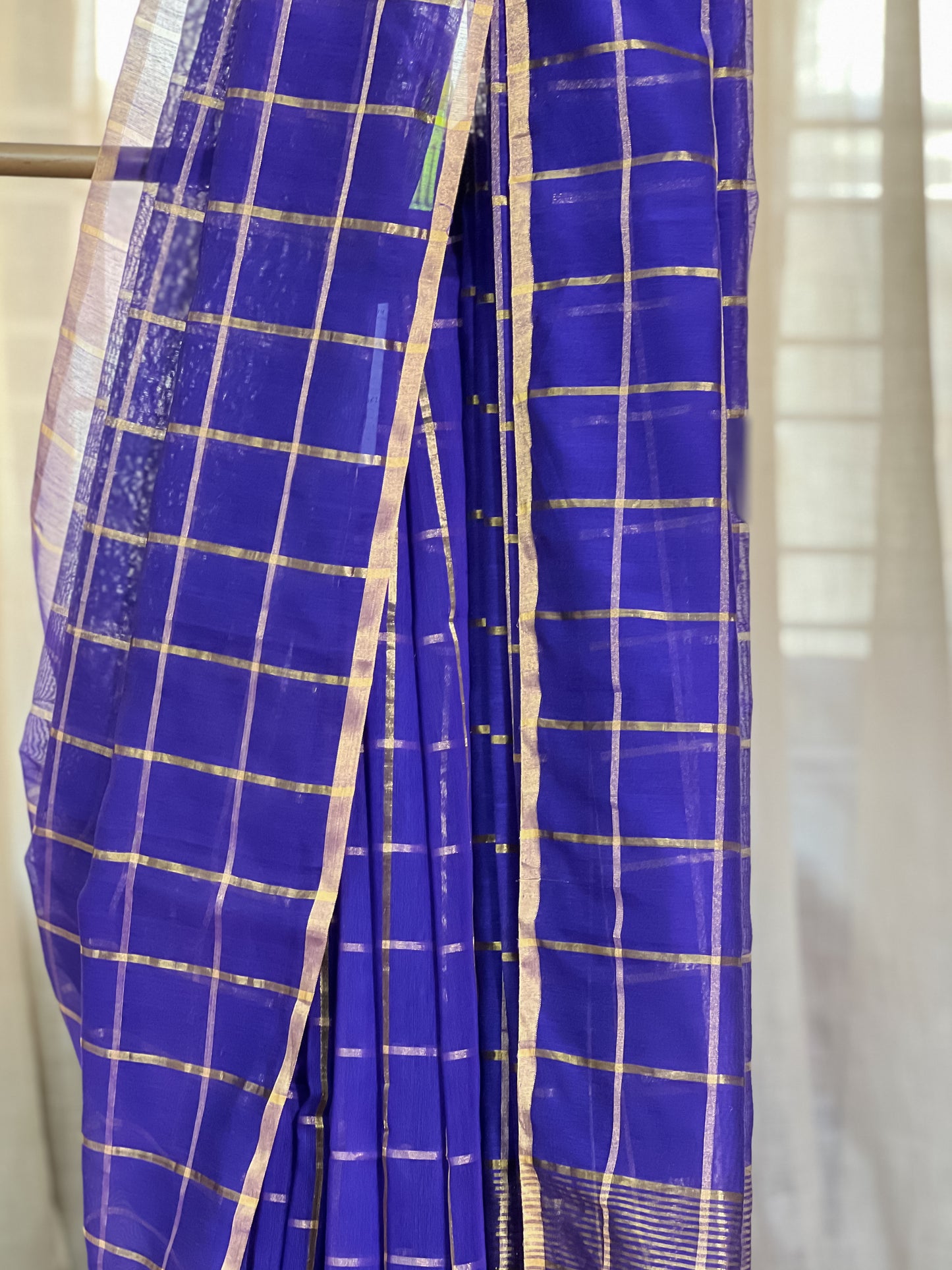 Blue Maheshwari Silk Cotton Saree