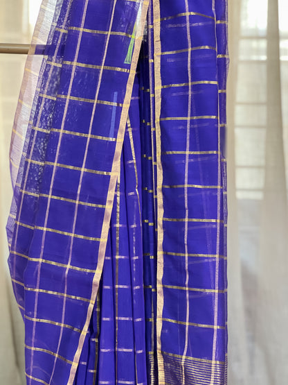 Blue Maheshwari Silk Cotton Saree