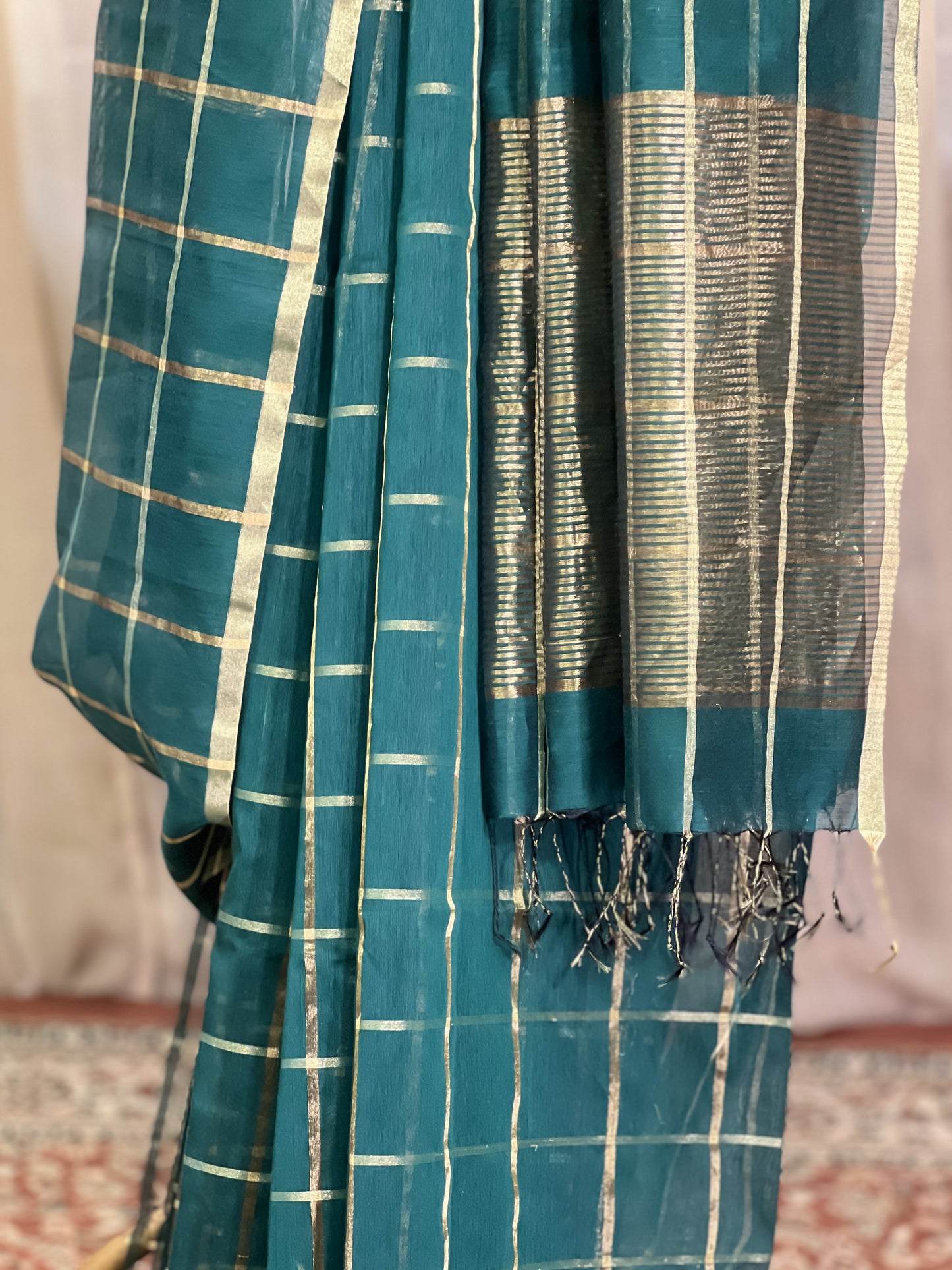 Green Maheshwari Silk Cotton Saree