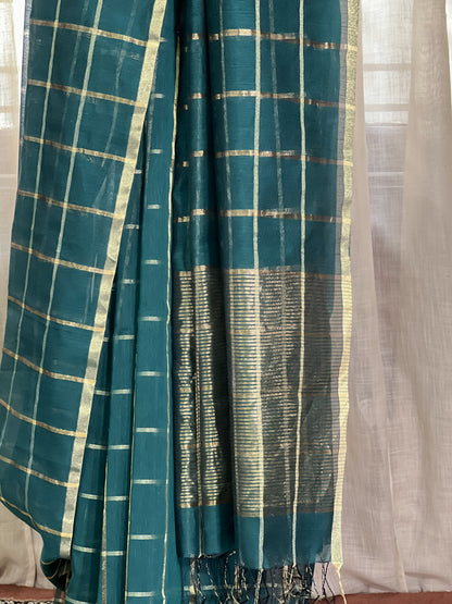 Green Maheshwari Silk Cotton Saree