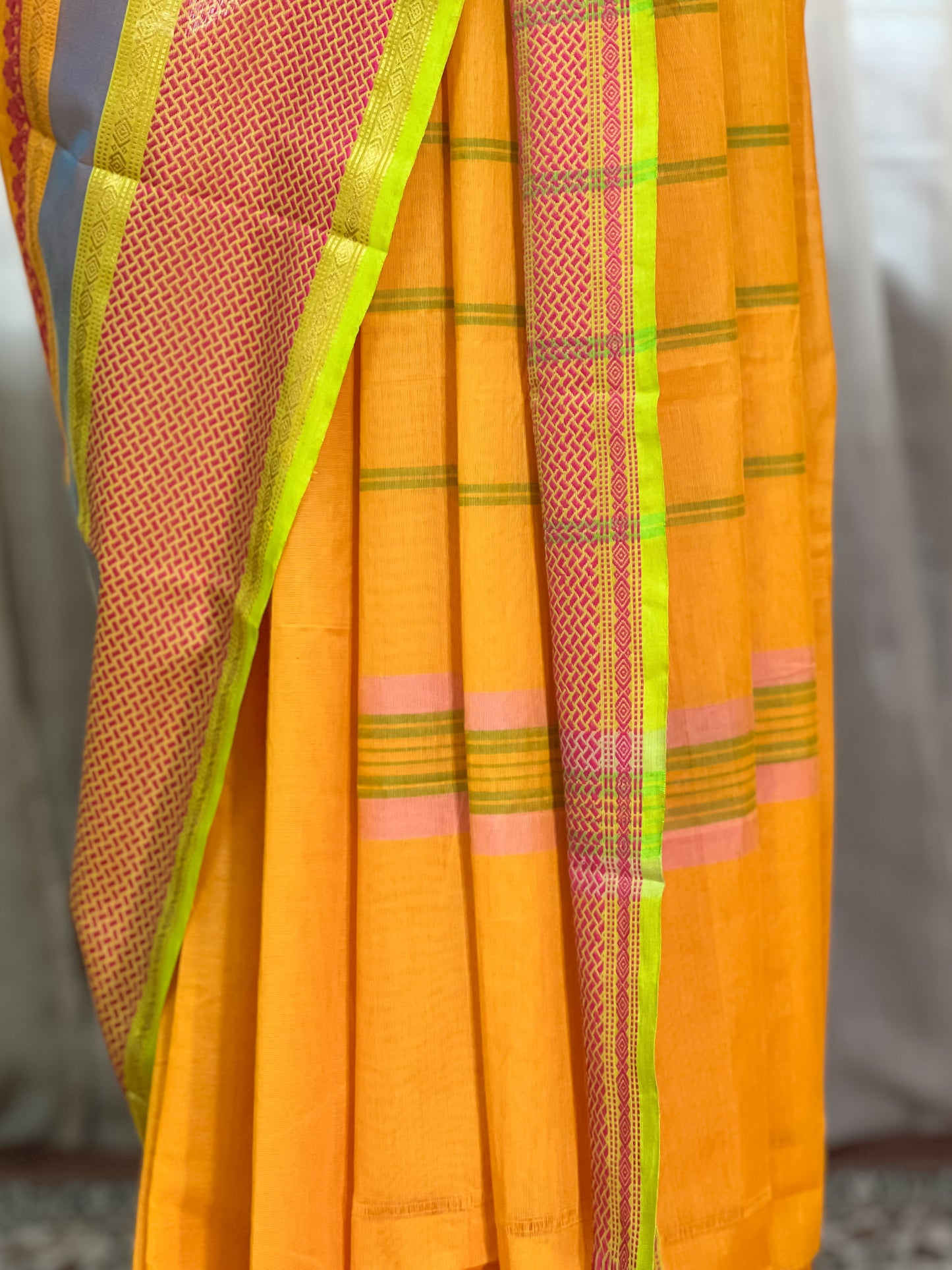 Yellow Kanchi Cotton Saree