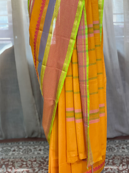 Yellow Kanchi Cotton Saree