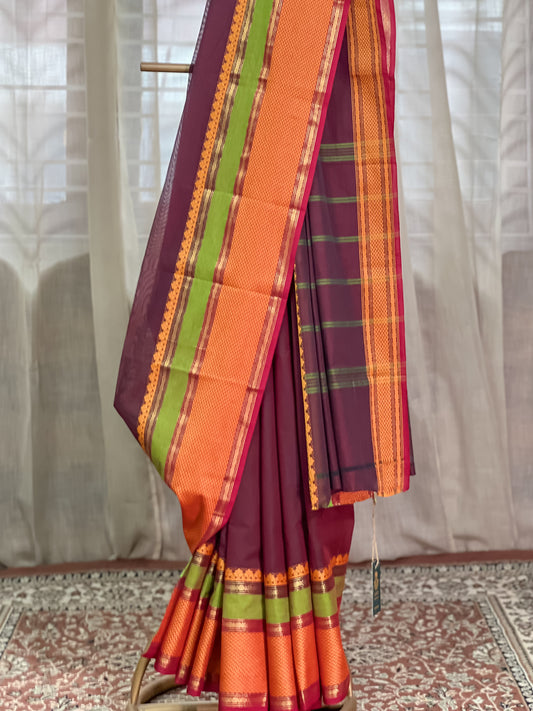 Maroon Kanchi Cotton Saree