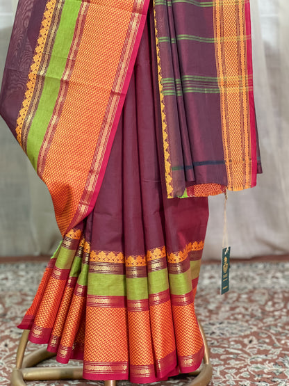 Maroon Kanchi Cotton Saree