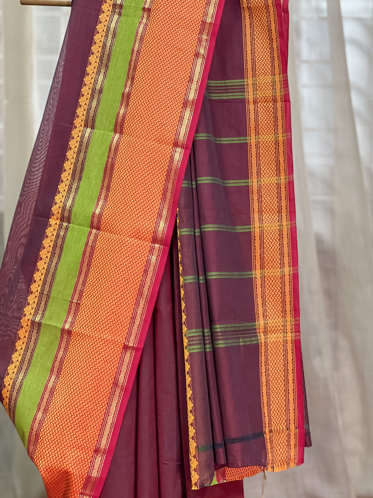 Maroon Kanchi Cotton Saree