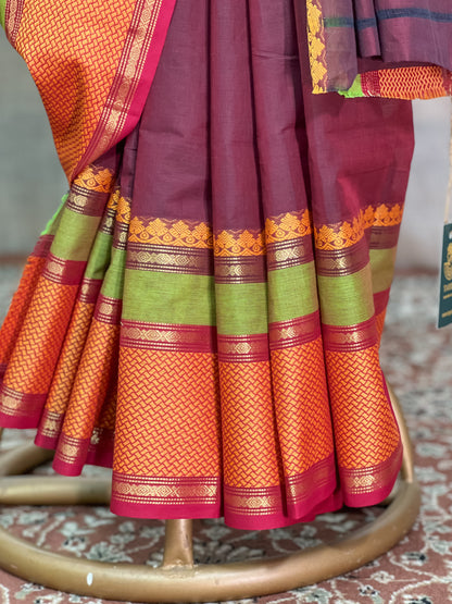 Maroon Kanchi Cotton Saree