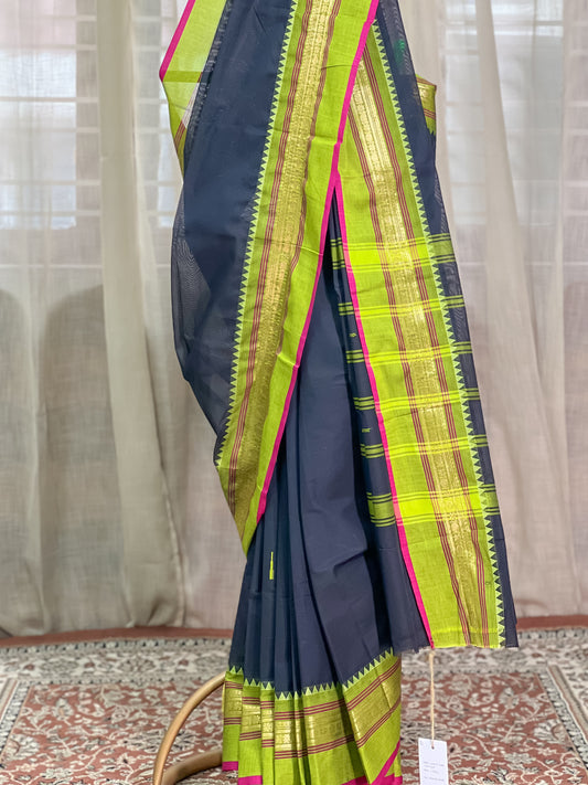 Black Kanchi Cotton Saree