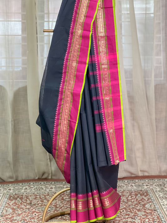 Black Kanchi Cotton Saree