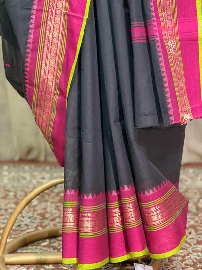 Black Kanchi Cotton Saree