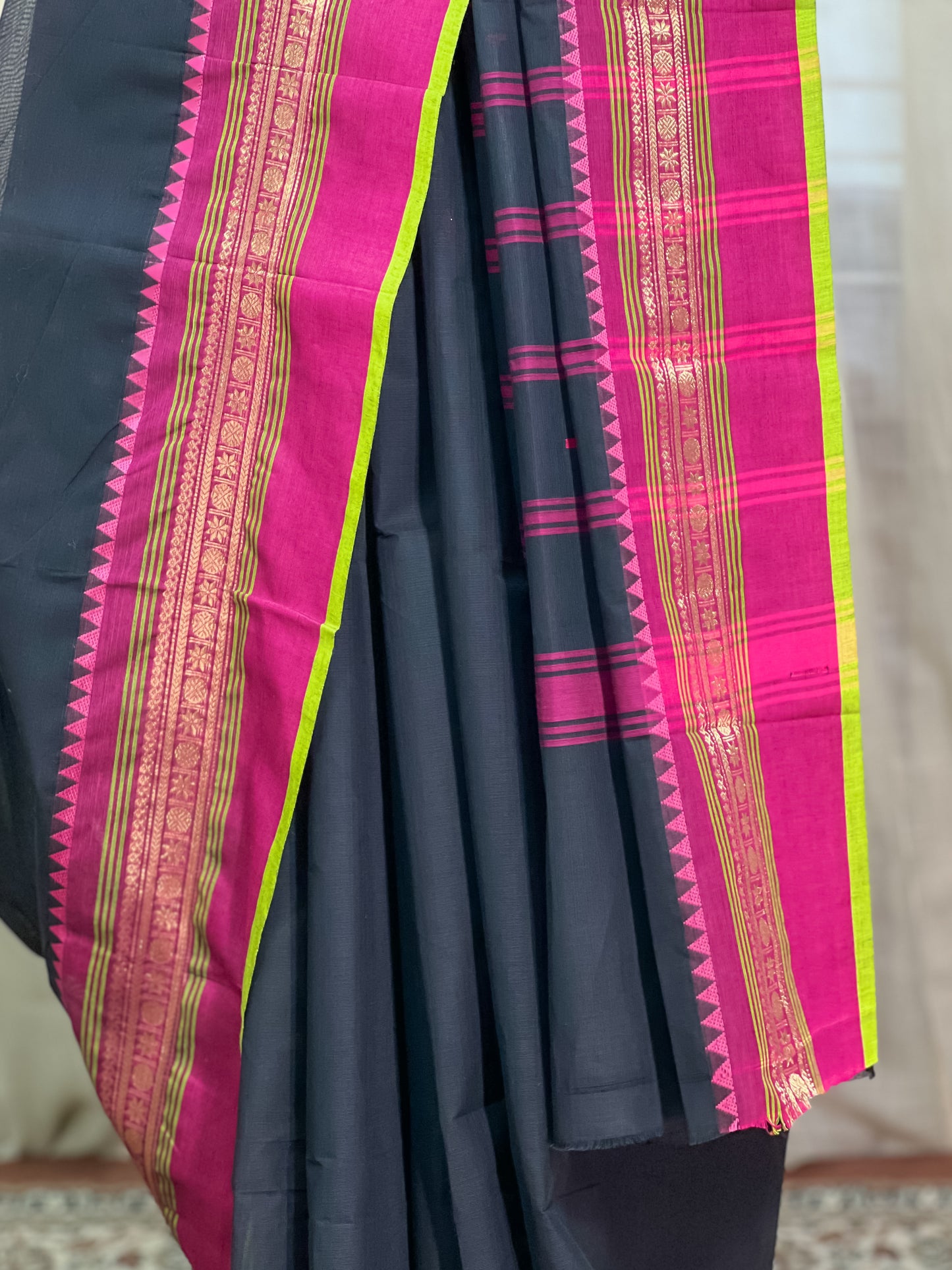 Black Kanchi Cotton Saree