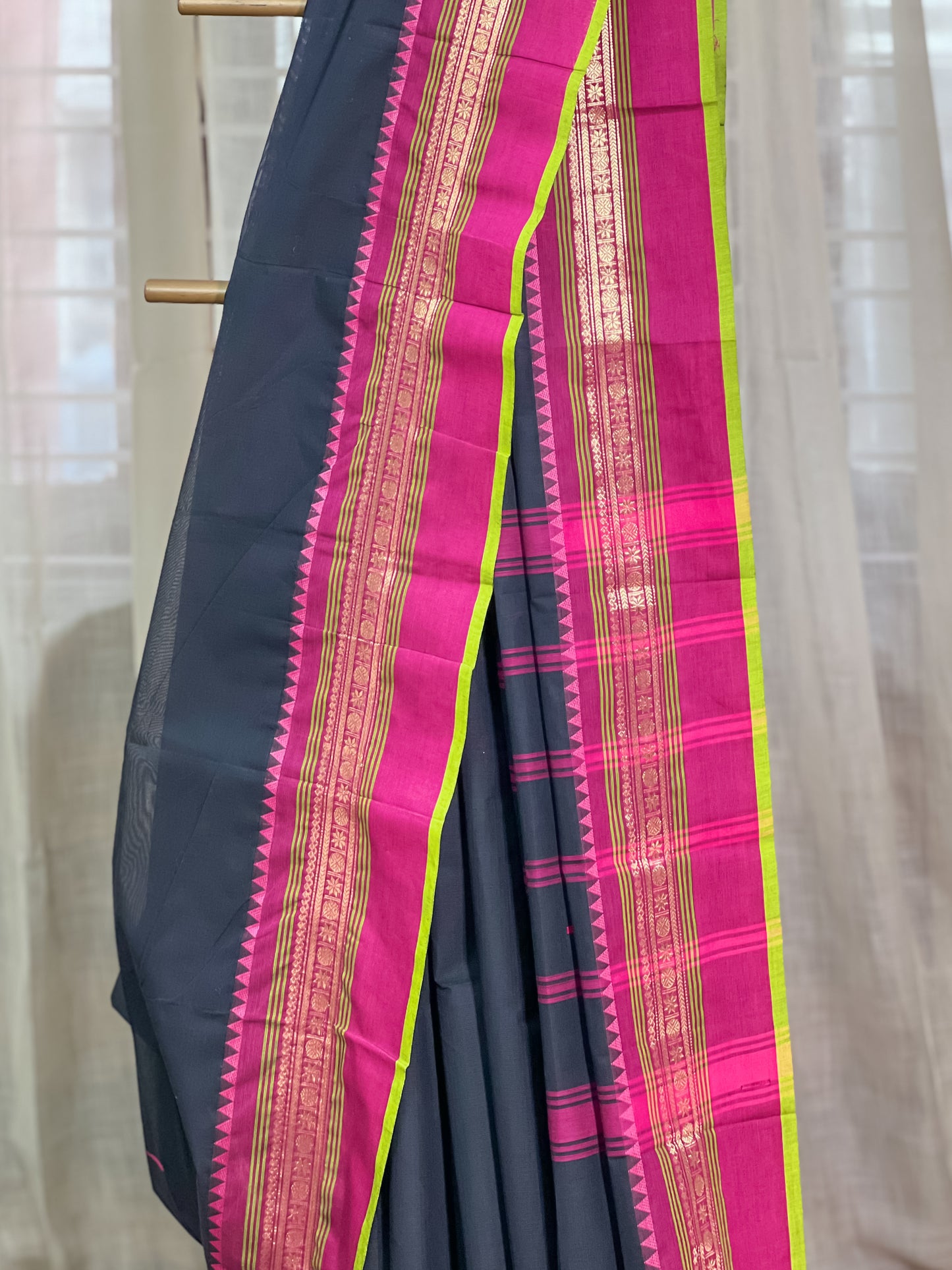 Black Kanchi Cotton Saree