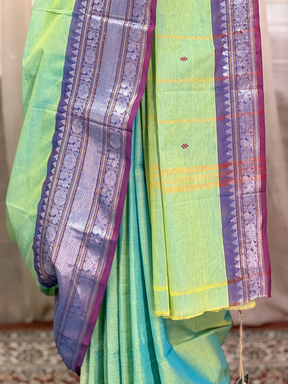 Green Yellow Kanchi Cotton Saree