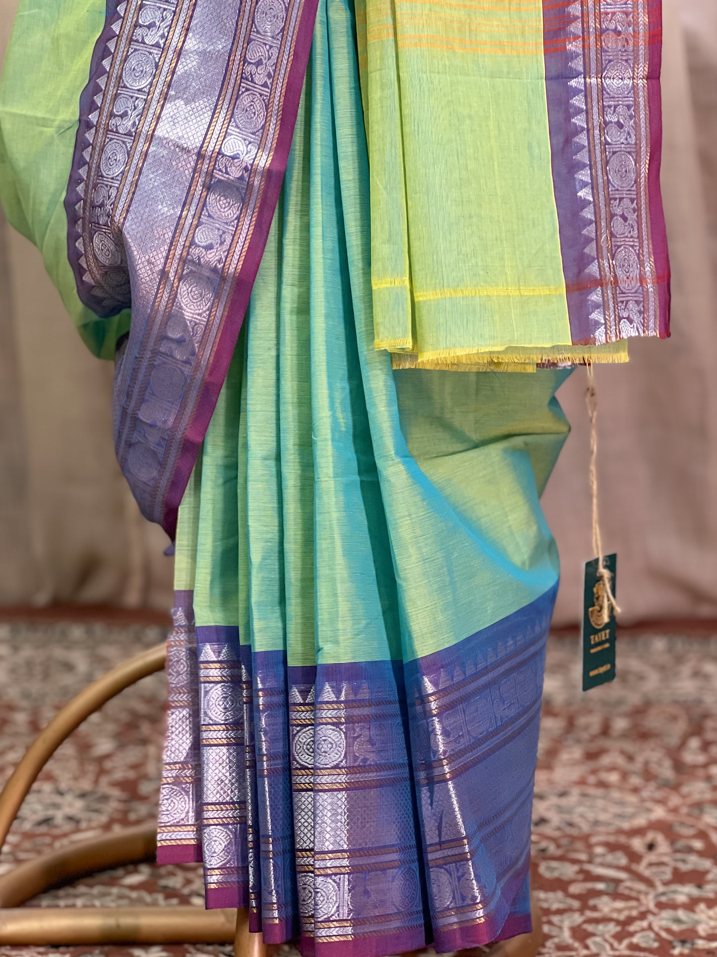 Green Yellow Kanchi Cotton Saree