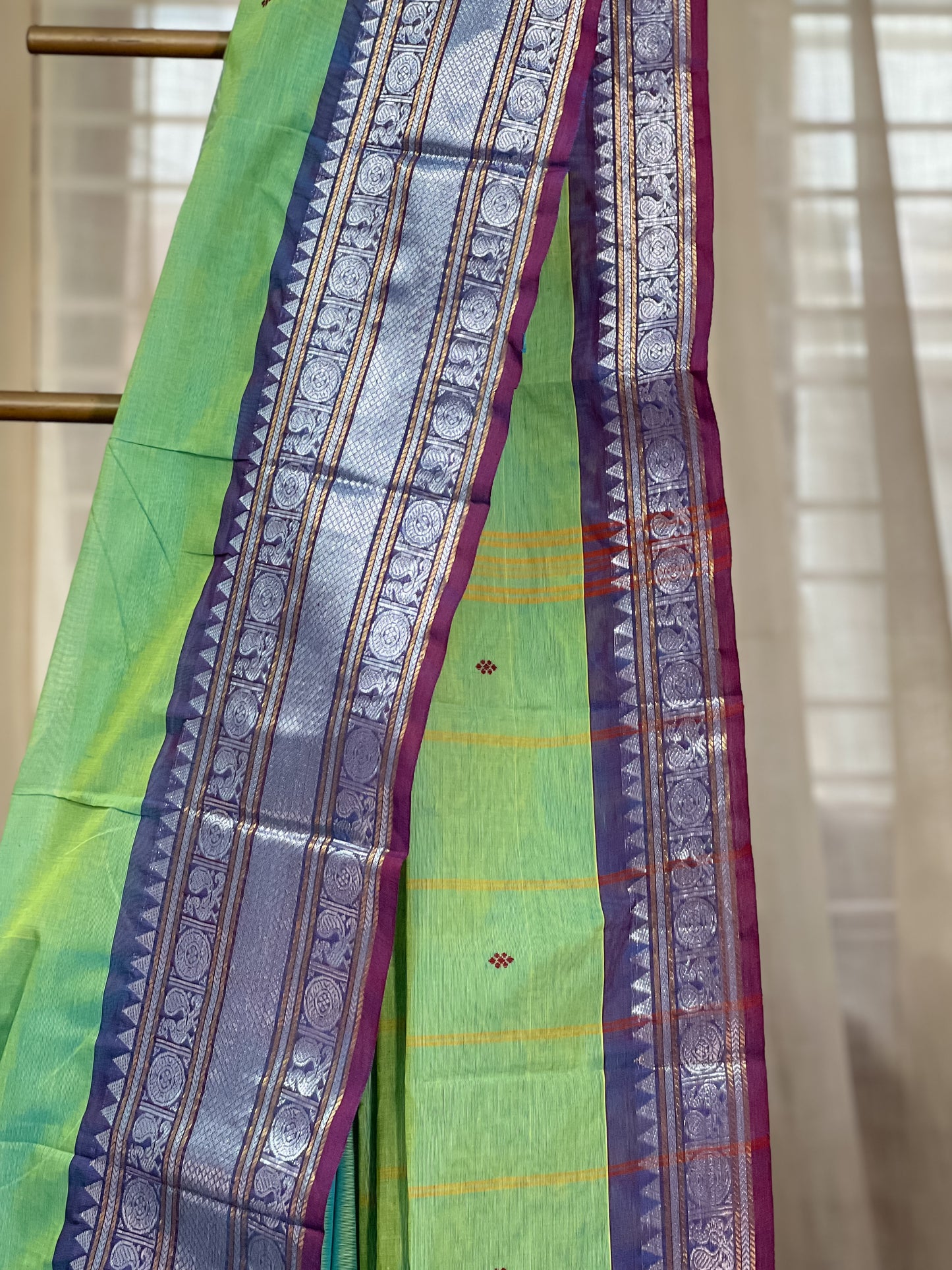 Green Yellow Kanchi Cotton Saree