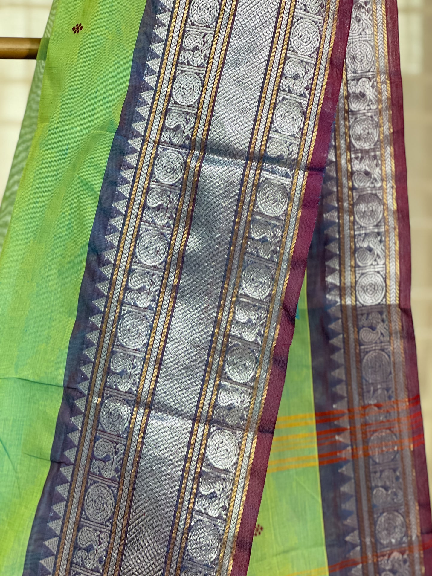 Green Yellow Kanchi Cotton Saree