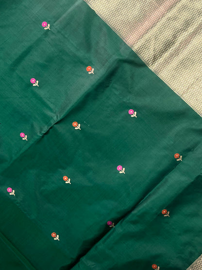 Green Banarasi Katan Silk Saree