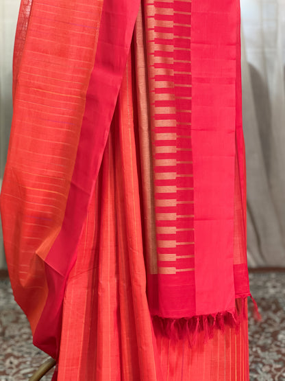 Orange Kanchi Cotton Saree