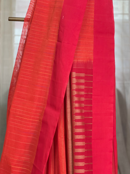 Orange Kanchi Cotton Saree