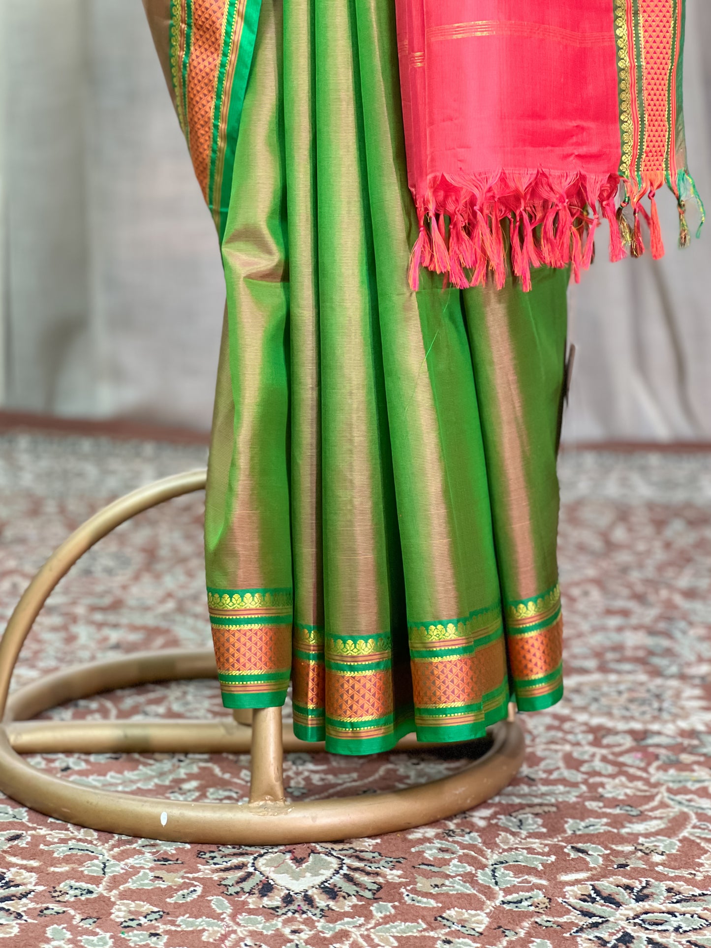 Olive Green Kanjivaram Silk Saree