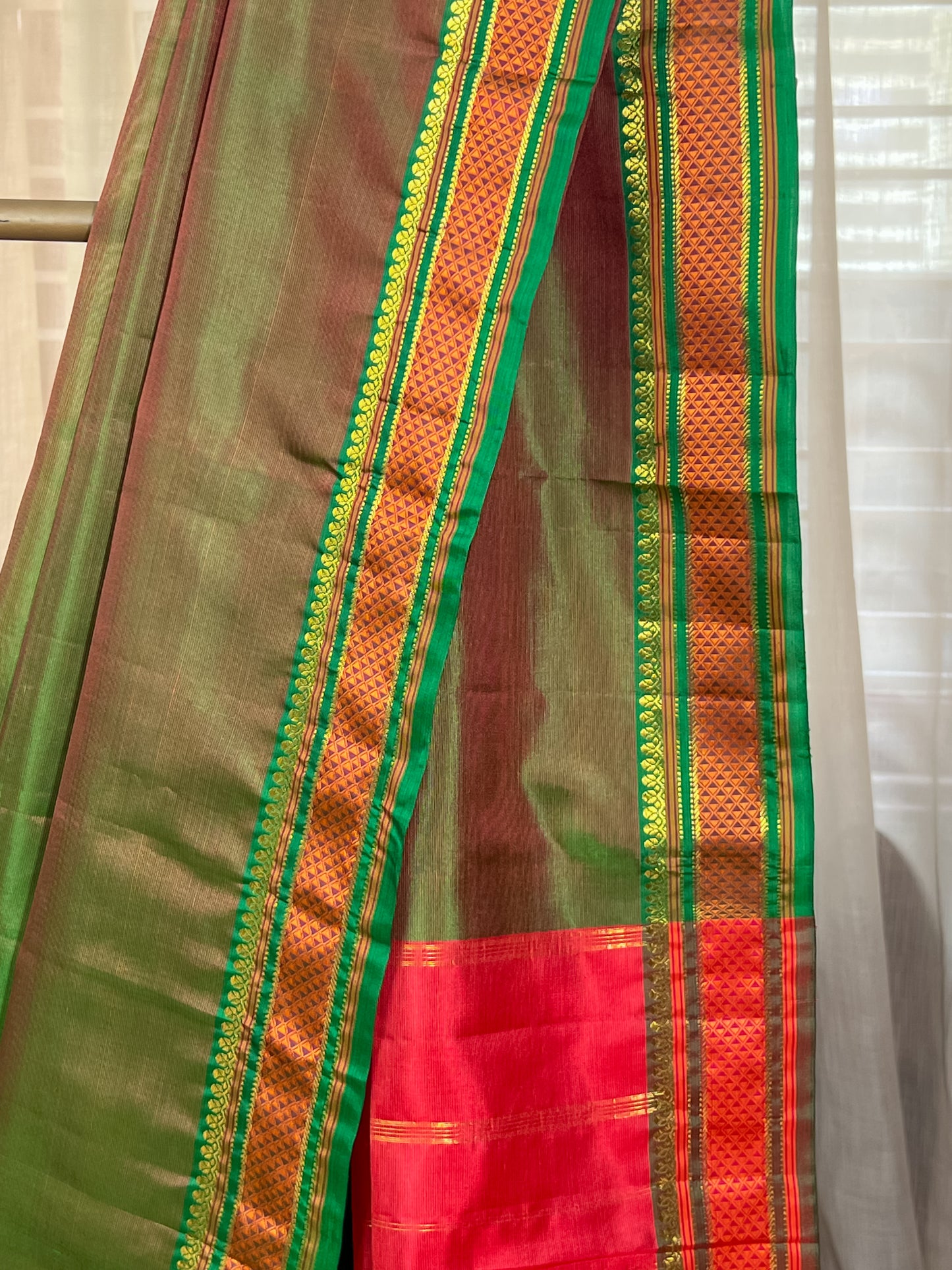 Olive Green Kanjivaram Silk Saree