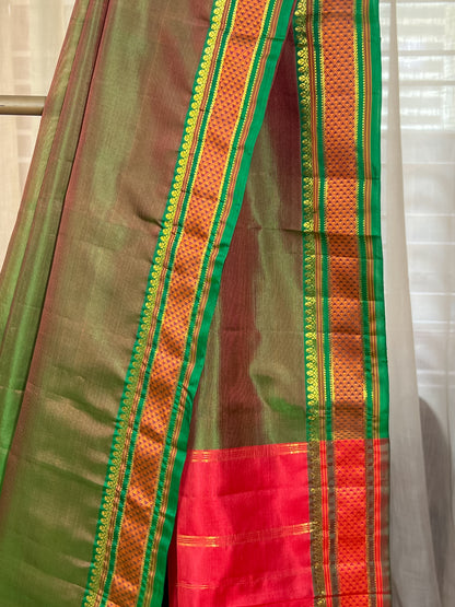 Olive Green Kanjivaram Silk Saree