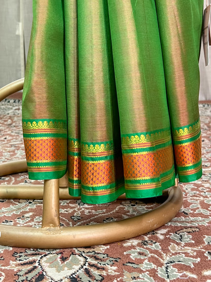 Olive Green Kanjivaram Silk Saree