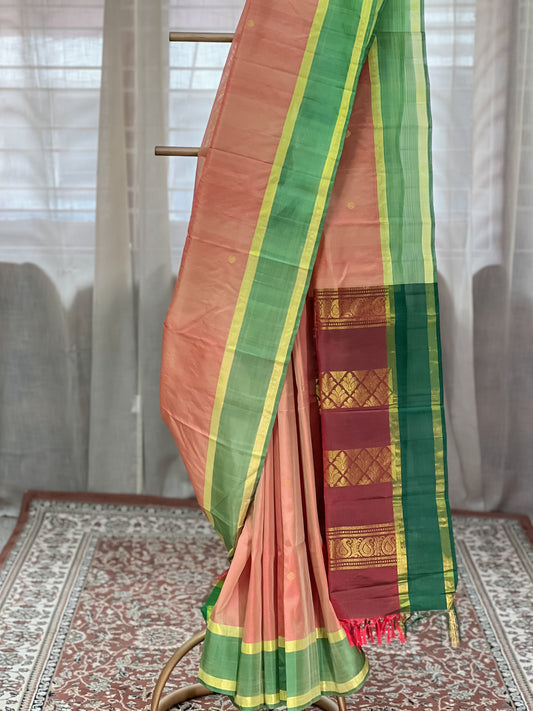 Peach Kanjivaram Silk Saree