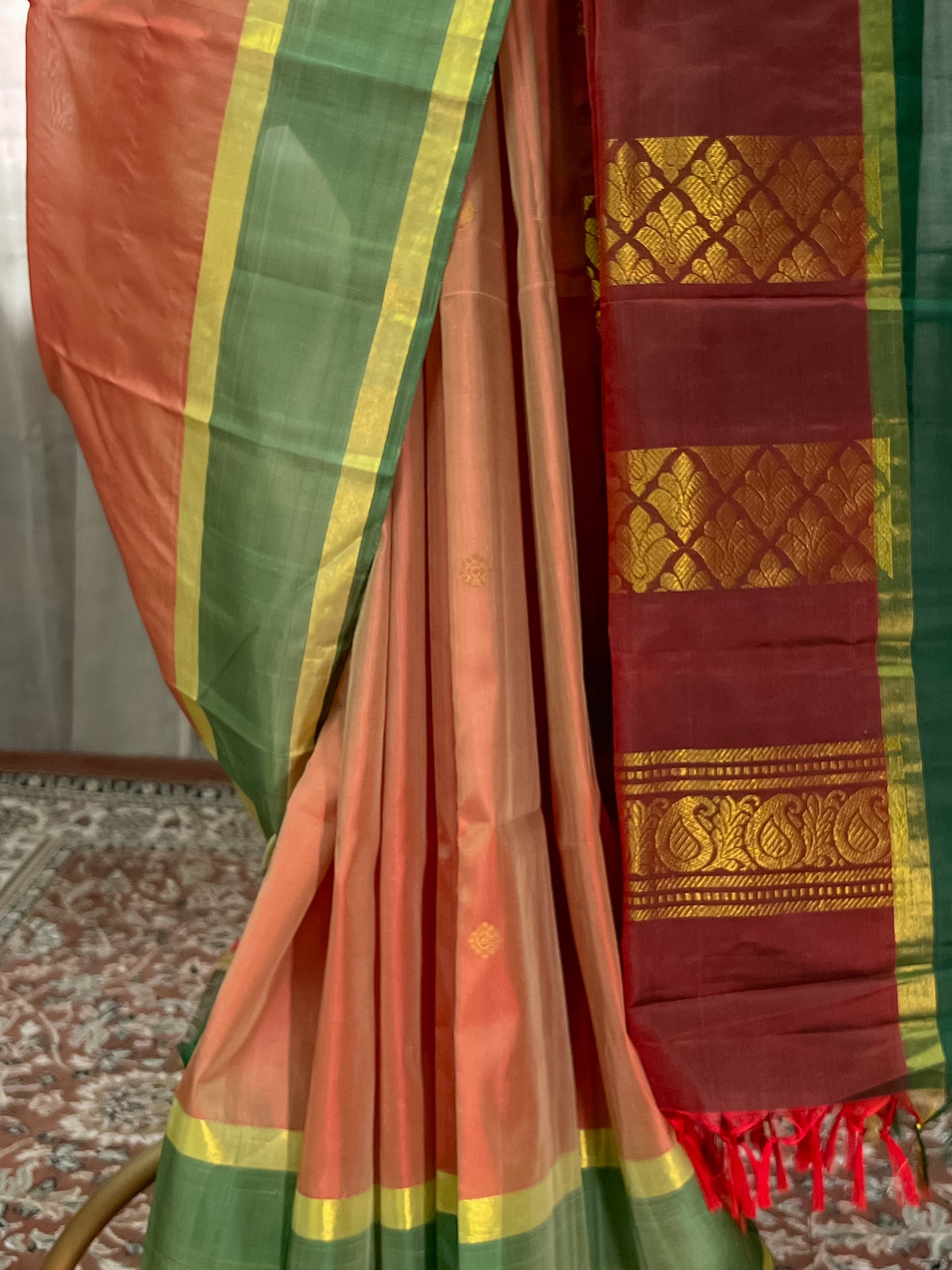 Peach Kanjivaram Silk Saree