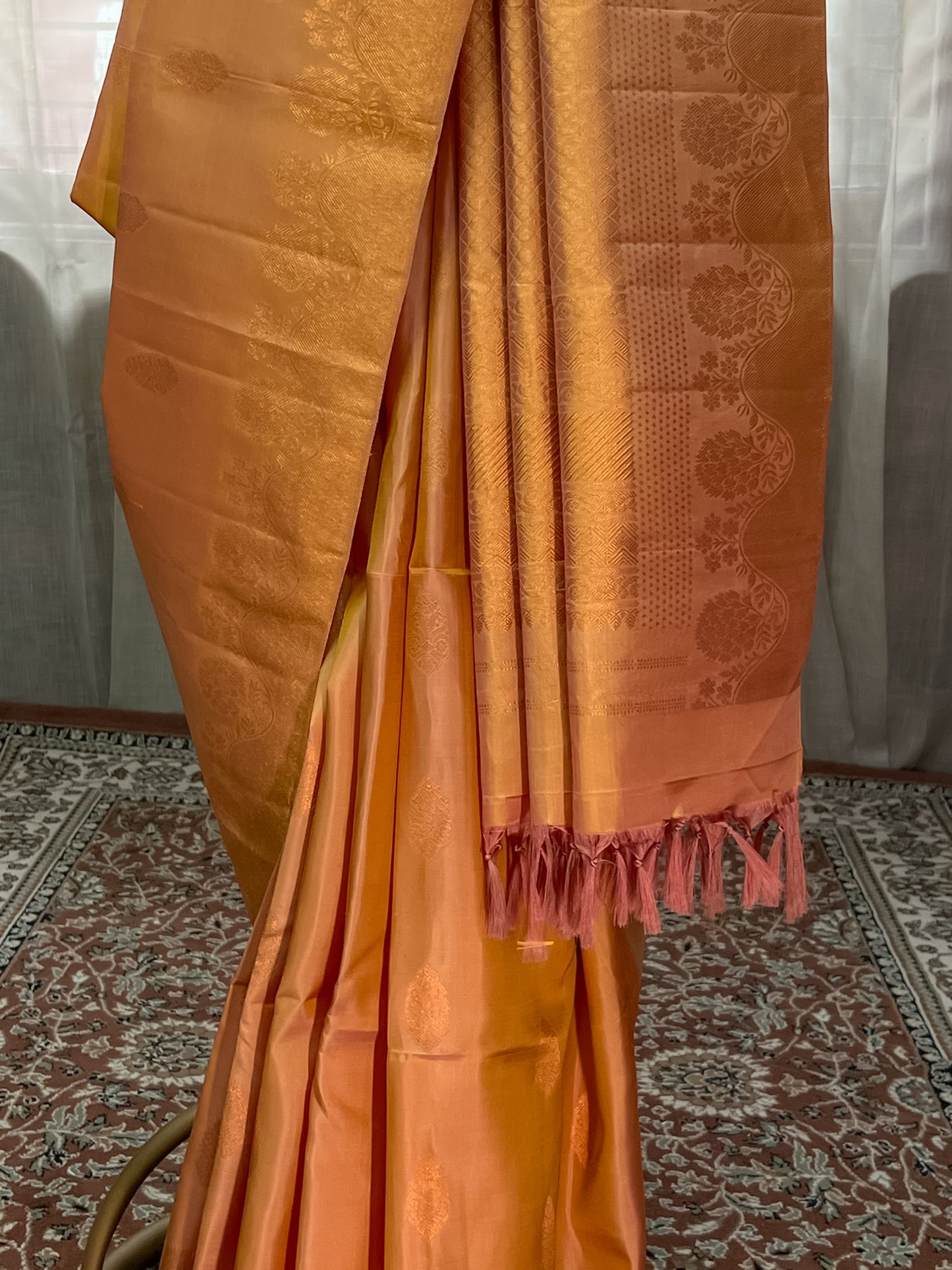 Golden Kanjivaram Silk Saree