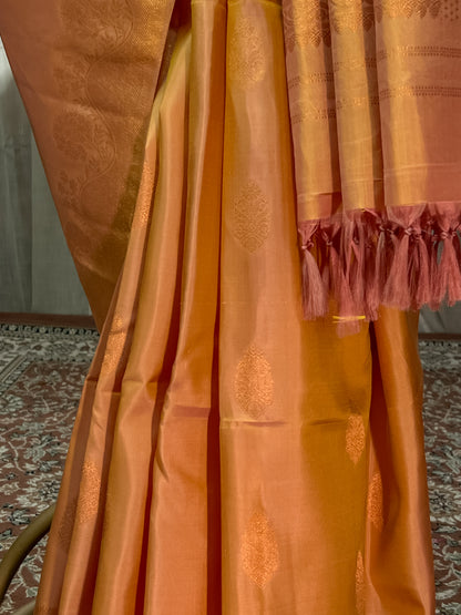 Golden Kanjivaram Silk Saree