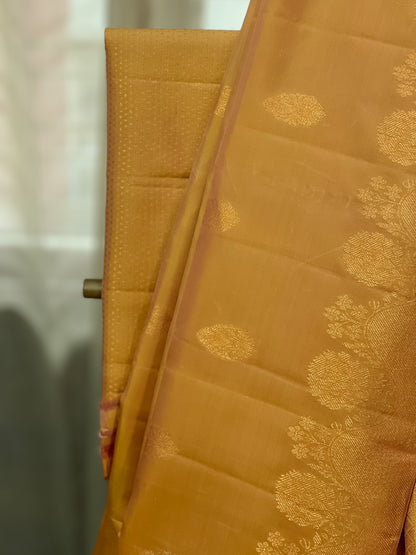 Golden Kanjivaram Silk Saree