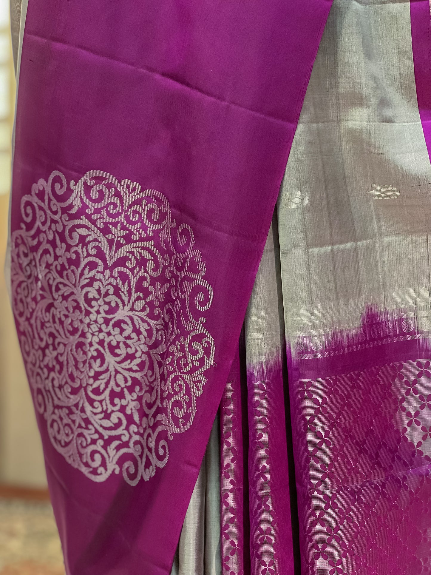 Grey kanjivaram Silk Saree