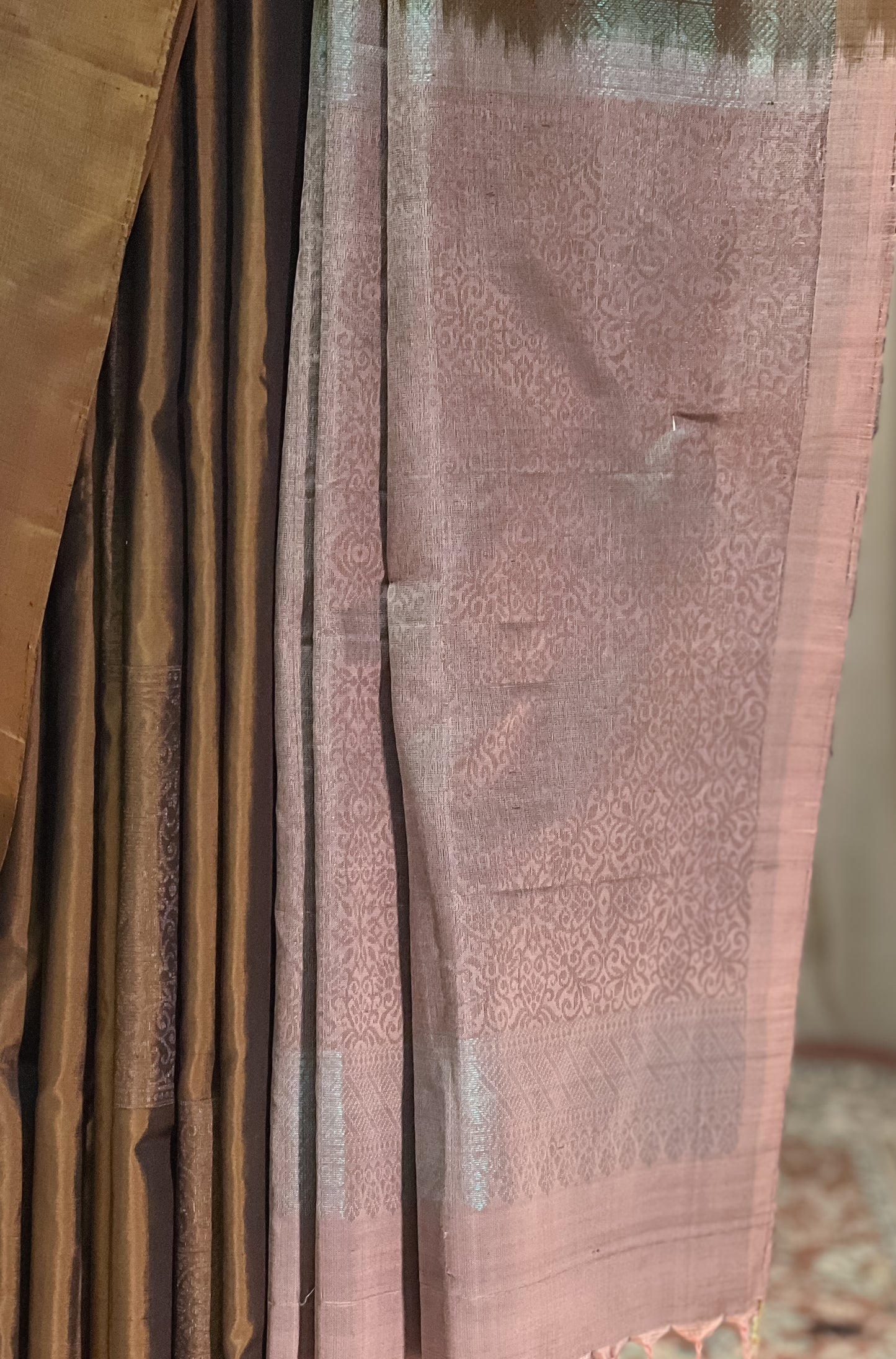 Golden Brown Kanjivaram Silk Saree