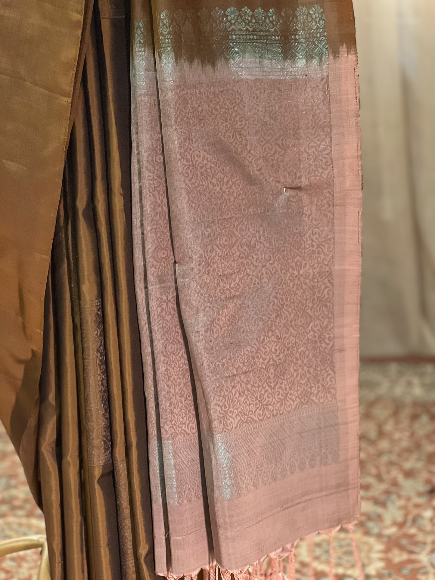 Golden Brown Kanjivaram Silk Saree