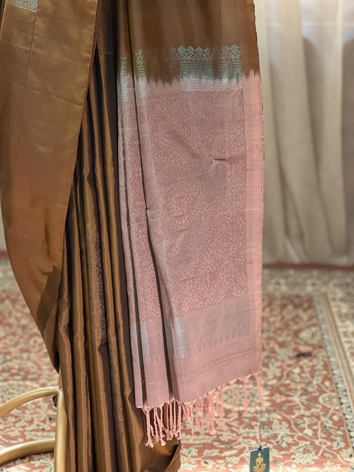 Golden Brown Kanjivaram Silk Saree