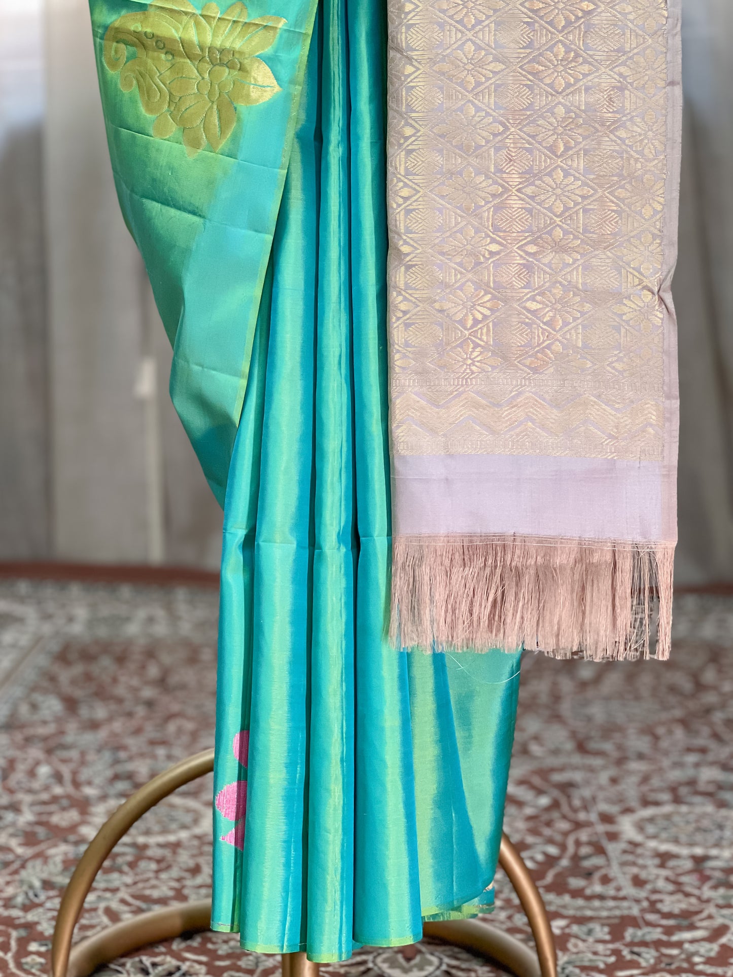 Aqua Green Kanjivaram Silk Saree