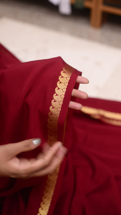 Maroon Mysore Crepe Silk Saree